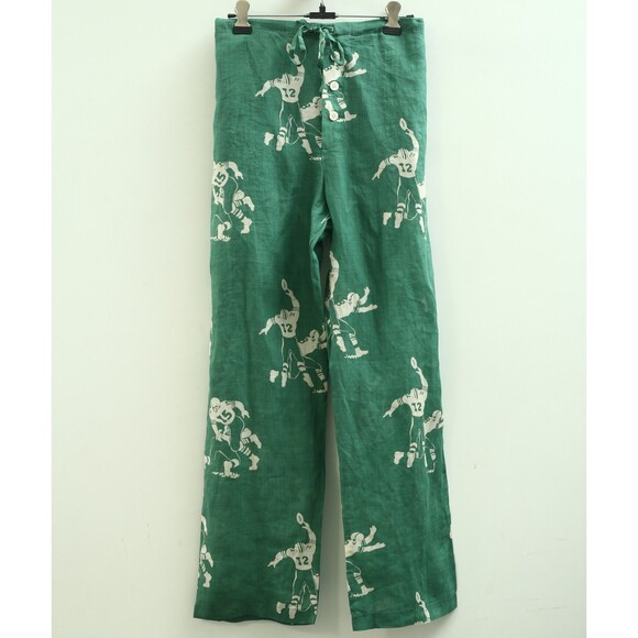Bode Football Silhouette Pajama Men's Pants Linen Graphic Print XS New 283401 - Picture 4 of 8